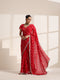 Red Pure Silk Saree with Embroidery and Golden Lace Border