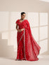 Red Pure Silk Saree with Embroidery and Golden Lace Border