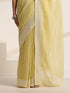 Light Yellow Chiffon Saree with Silver Embroidery Work