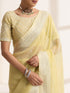 Light Yellow Chiffon Saree with Silver Embroidery Work