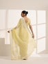 Light Yellow Chiffon Saree with Silver Embroidery Work