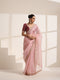 Baby Pink Crush Silk Saree with Golden Lace
