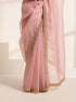 Baby Pink Crush Silk Saree with Golden Lace