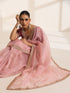 Baby Pink Crush Silk Saree with Golden Lace