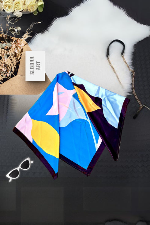 Klishaaart Made silk multi colour digital scarf