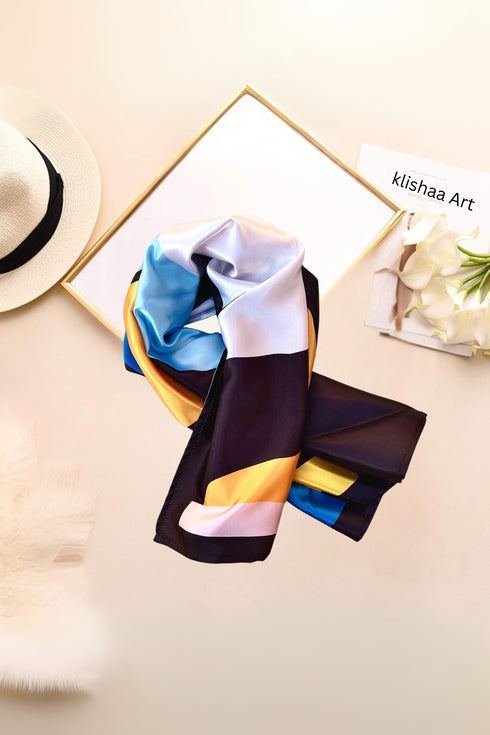 Klishaaart Made silk multi colour digital scarf