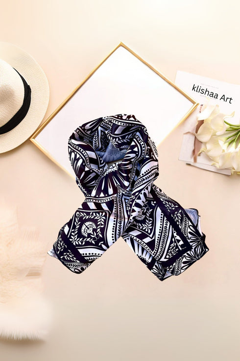 Women's Stylish Square Silk Digital Printed Fashion Head Neck Scarf Stole Green/Yellow