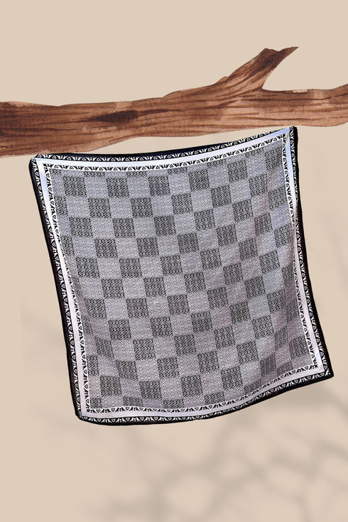 Klishaaart Black & white Printed Silk Women Fancy Scarf