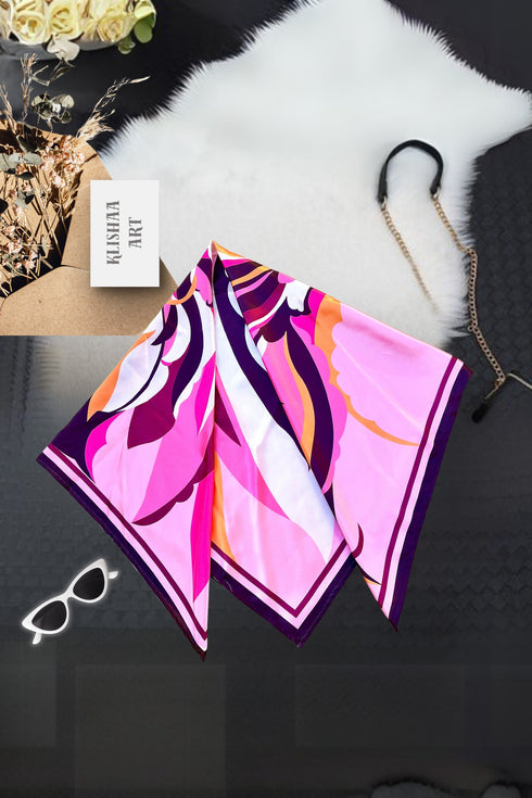Klishaaart Made silk multi colour digital scarf