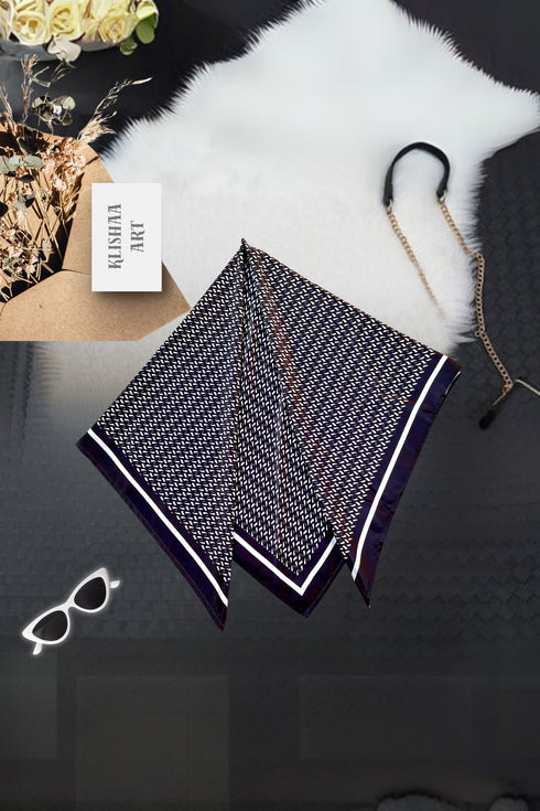 Klishaaart Black Printed Silk Women Fancy Scarf