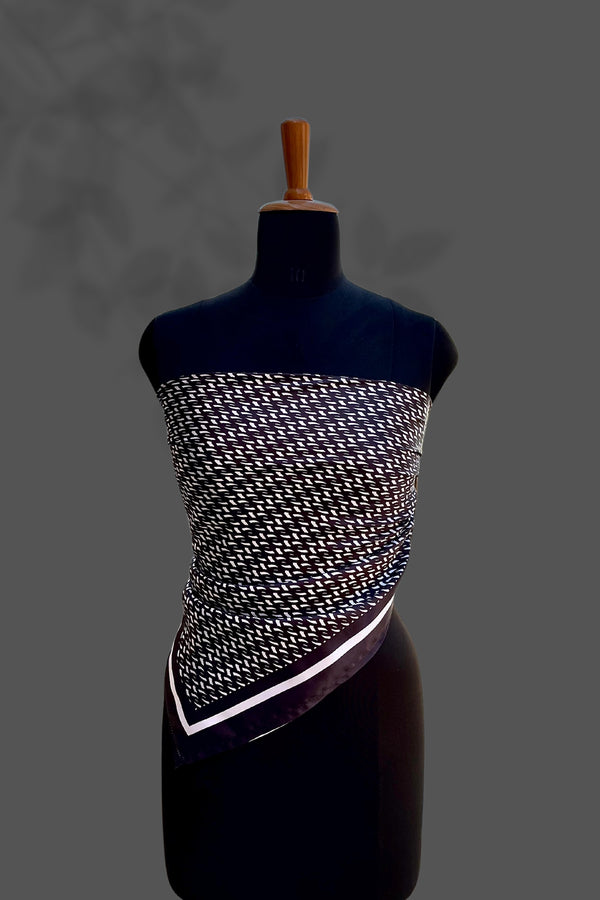 Klishaaart Black Printed Silk Women Fancy Scarf