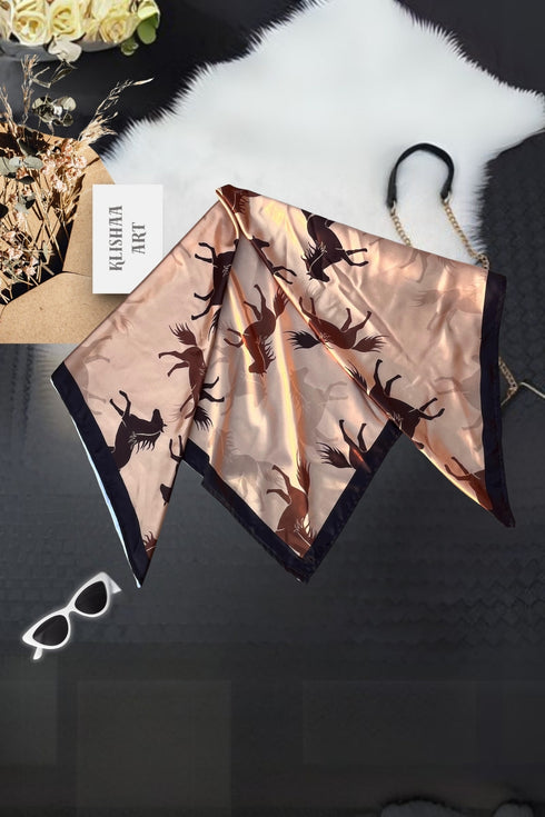 Rosy Golden Hourse printed scarf