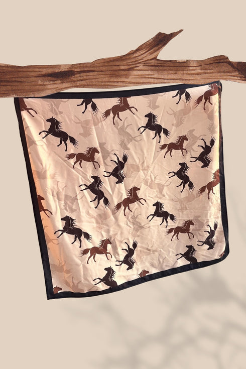 Rosy Golden Hourse printed scarf