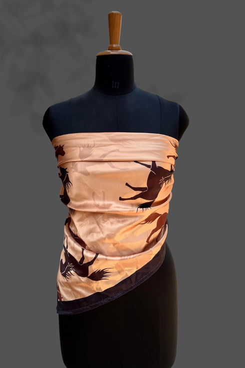 Rosy Golden Hourse printed scarf
