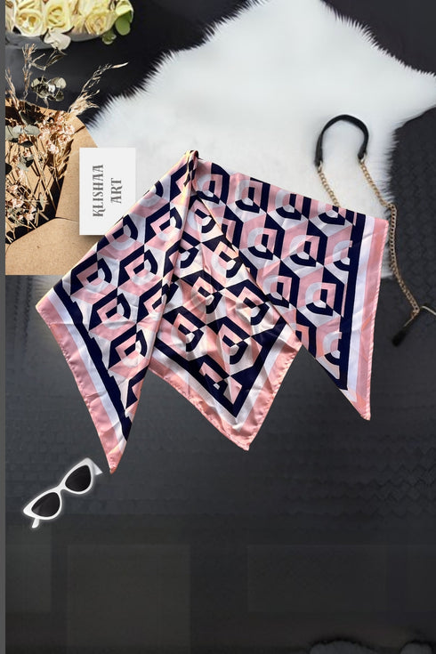 Klishaa art Pink Digital Silk Scarf