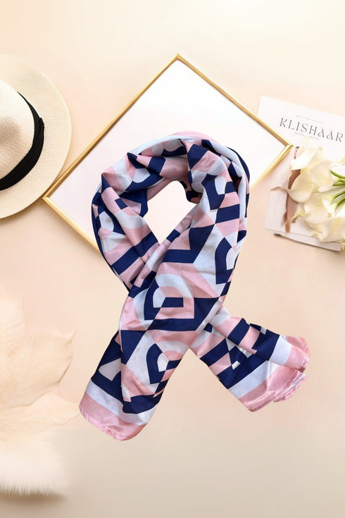 Klishaa art Pink Digital Silk Scarf