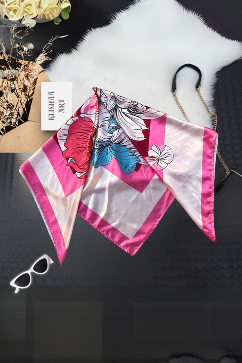 Pink Floral printed scarf