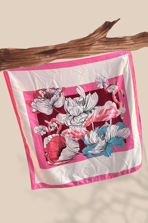 Pink Floral printed scarf