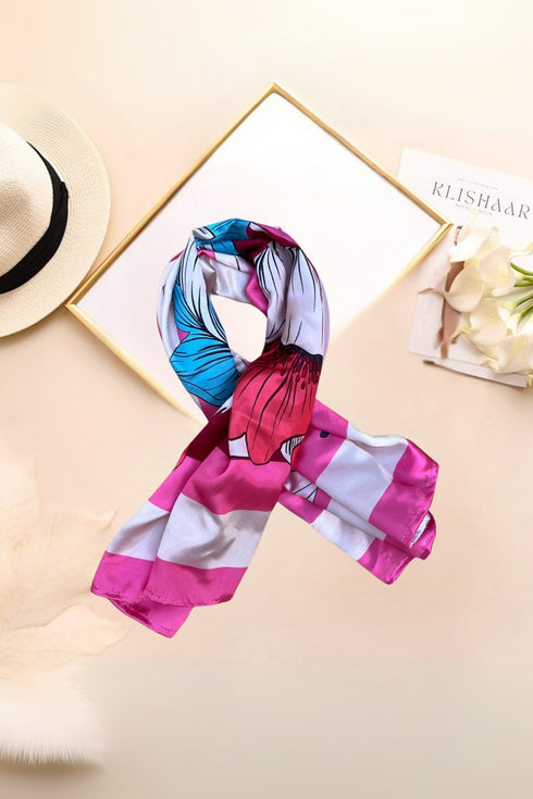Pink Floral printed scarf