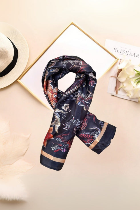 Klishaa art black printed scraf