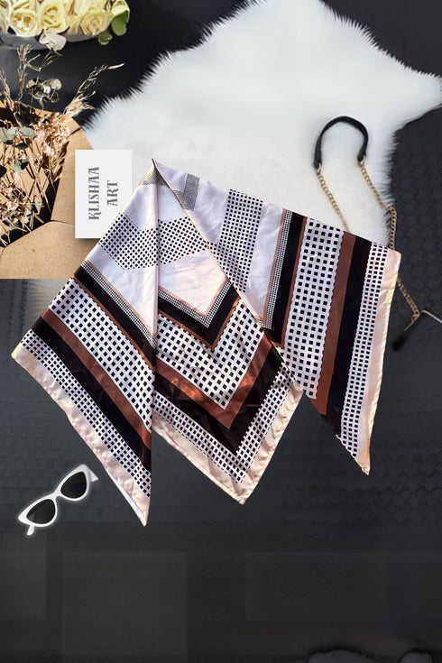 White Printed Desing Slik Scraf