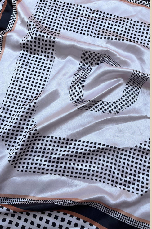 White Printed Desing Slik Scraf