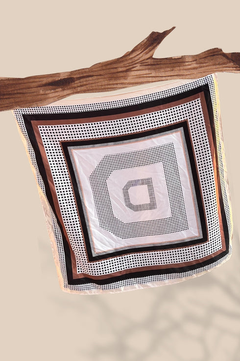 White Printed Desing Slik Scraf