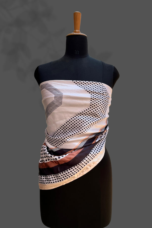 White Printed Desing Slik Scraf