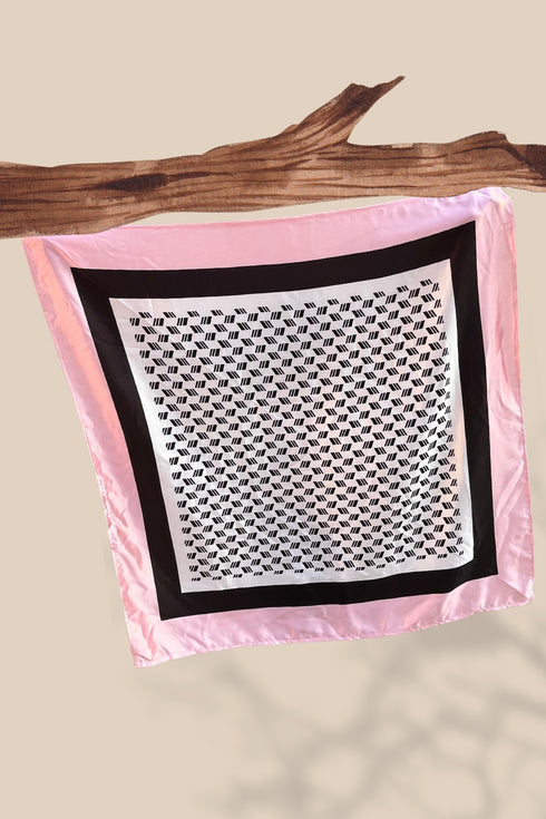 White & Pink Digital Printed Scarf