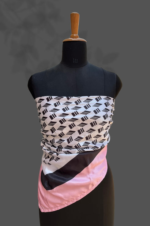 White & Pink Digital Printed Scarf