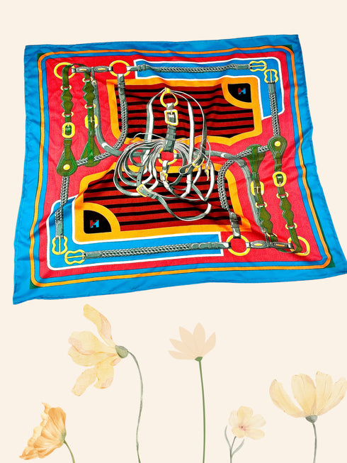 Klishaa art Vibrant Equestrian Digital Print Scarf for Women – Multicolor Luxury Square Wrap