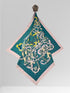 Baroque Scroll Print Scarf – Teal & Pastel Pink Satin Square Wrap for Women