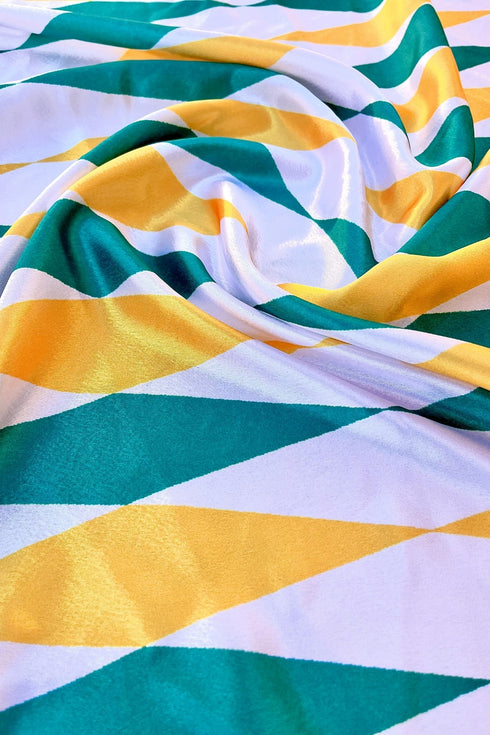 Women's Stylish Square Silk Digital Printed Fashion Head Neck Scarf Stole Green/Yellow