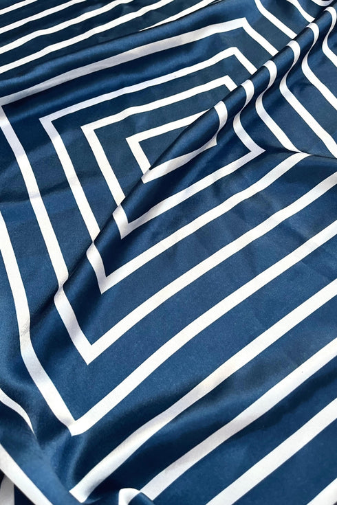 Women's Stylish Square Silk Digital Printed Fashion Head Neck Scarf Stole Dark blue