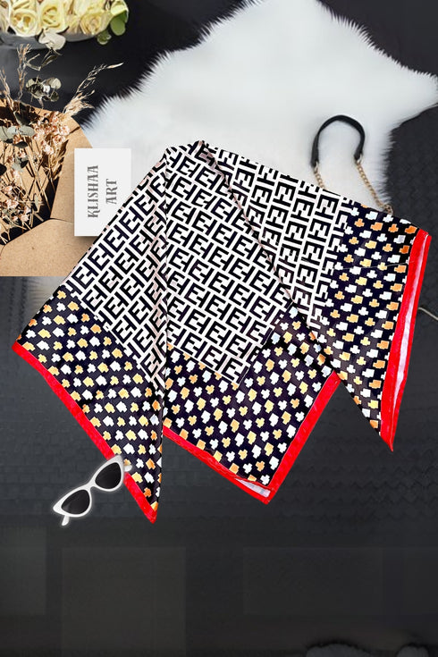 Klishaaart Solid Silk Printed Women Fancy Scarf, Scarf, Stole