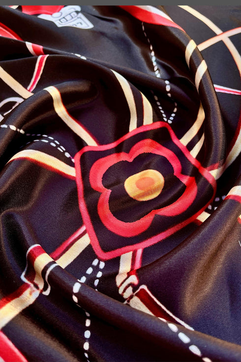 Klishaaart Black Printed Silk Women Fancy Scarf