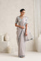 Klishaaart Dove Grey Mirror Work Saree with work Silk Blouse