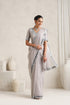 Klishaaart Dove Grey Mirror Work Saree with work Silk Blouse